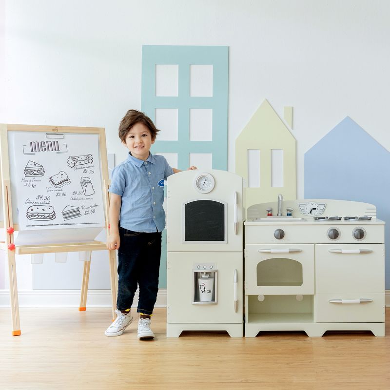 White Wooden Toy Kitchen with Fridge Freezer and Oven by Teamson Kids TD-11413W, 2 of 13