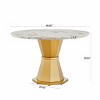 47 Inch Round Marble Dining Table with Faux Marble Top, Modern Dining Table with Stainless Steel Base for Kitchen or Dining Room-Koiai - 3 of 4