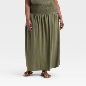 Women's Knit Smocked Maxi A-Line Skirt - Universal Thread™ - 1 of 3