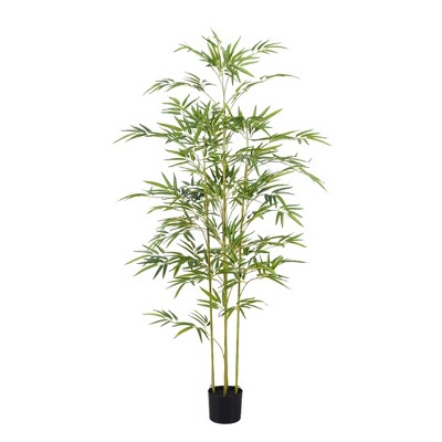 Artificial Bamboo Tree, Faux Bamboo Plants in Pot, Fake Bamboo Plant with Trunk and Lifelike Leaves, Floor Greenery Artificial Plant for Home