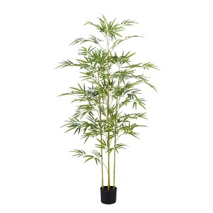 Artificial Bamboo Tree, Faux Bamboo Plants in Pot, Fake Bamboo Plant with Trunk and Lifelike Leaves, Floor Greenery Artificial Plant for Home - 1 of 4