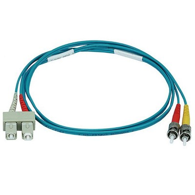 Monoprice Fiber Optic Cable - 1 Meter - Aqua | ST to SC, OM3, 50/125 Type, Multi Mode, 10Gb, Duplex