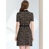 INSPIRE CHIC Women's Short Sleeve Contrast Collar Belted Floral Shirt Dress - 3 of 4