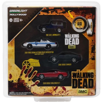 Hollywood Film Reels Series 4 "The Walking Dead" (2010-Current) TV Series 4 Cars Set 1/64 Diecast Model Cars Greenlight