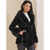 INSPIRE CHIC Women's Faux Fur Winter Lapel Shaggy Warm Fluffy Jacket with Pockets - 2 of 4