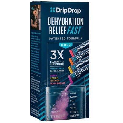 DripDrop ORS Electrolyte Powder for Fast Dehydration Relief - Variety - 8ct