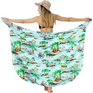 HAPPY BAY Women's Beachwear Summer Bikini Wraps Beach Wrap Sarong Coverups Skirt Bathing suit Swimsuit Swimwear Swim for Women One Size Blue, Tree - 1 of 4