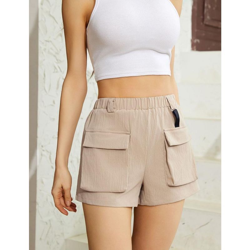 Womens High Waist Cargo Shorts with Pockets, 4 of 8