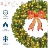 Artificial Christmas Wreath with Bow, Pre-Lit Winter Wreath with LED Light, Indoor Outdoor Holiday Xmas Decorations - 4 of 4