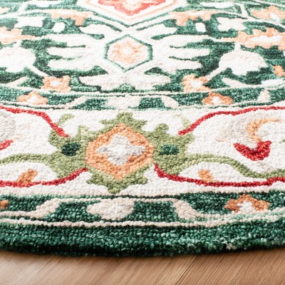 Handmade Red Geometric Wool Round Rug 7' Diameter