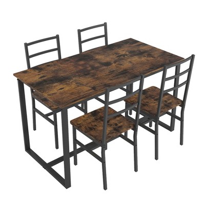 NicBex Dining Table Set for 4 Kitchen Table 5-piece Set Table and Chair with Backrest Industrial Style Solid Structure
