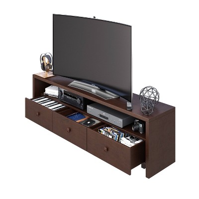 Elegant Hickory Brown TV Stand with Storage for Up to 75" TVs