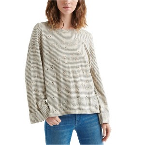 Lucky Brand Womens Eyelet Striped Basic T-Shirt - 1 of 1