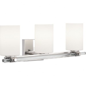 Progress Lighting Lisbon 3-Light Bath Vanity, Polished Nickel, Etched Opal Glass Shade - 1 of 4