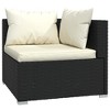 vidaXL 4-Piece Patio Lounge Set in Black Poly Rattan with Cream Cushions, Waterproof and Easy to Clean, for Outdoor Use, with Sturdy Steel Frame - 3 of 4
