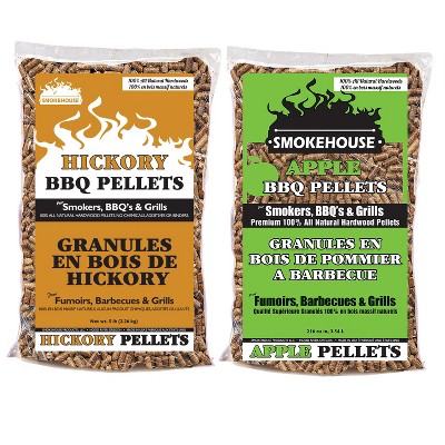 Smokehouse Products 5 Pound Bag Apple Hickory BBQ Wood Pellets All Natural Hardwood Flavors for Smoking, Grilling, Outdoor Cooking (2 Pack)