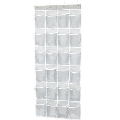 Mpm 24 Pockets Over The Door Hanging Shoe Organizer Crystal Clear