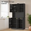 Gymojoy 70" Kitchen Pantry Cabinet with Countertop & Power Outlet & Adjustable Shelves for Home - 3 of 4