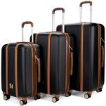 Badgley Mischka Mia Expandable Hardside Checked 3pc Luggage Set
