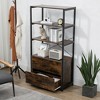 Industrial Bookcase with File Cabinet Drawers, 62.7 in Tall Bookshelf 4 Tier - 2 of 4