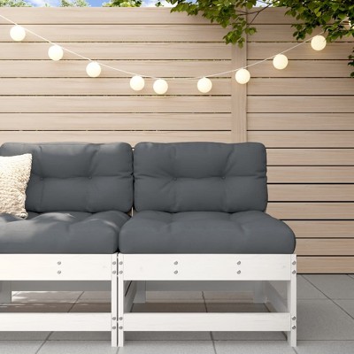 VidaXL Middle Sofa with Cushions White Solid Wood Pine