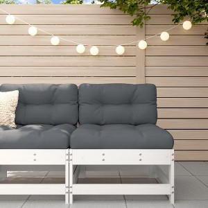 VidaXL Middle Sofa with Cushions White Solid Wood Pine - 1 of 4