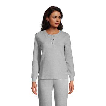 Warm Essentials By Cuddl Duds Women's Waffle Long Sleeve Henley Pajama Top  : Target
