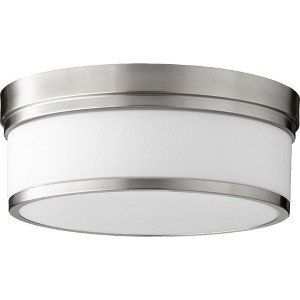 Quorum Lighting Celeste Glass Flush Mount - 3 Lights, Satin Nickel, 14 Width, 5.5 Height - 1 of 1
