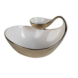 Classic Touch White Porcelain Chip and Dip Bowl Gold Edged - 1 of 1