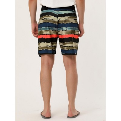 Lars Amadeus Men's Summer Drawstring Waist Contrast Color Printed Swim Shorts 2 Pack Brown/Red 36 — фото 5