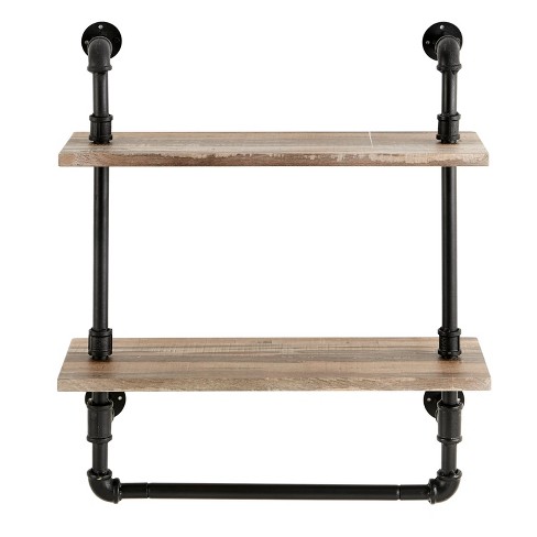 Floating Shelf, 8 Deep Industrial Shelf, Wood and Pipe Shelf