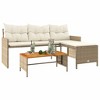 vidaXL L-Shaped Patio Sofa with Cushions and Acacia Wood Coffee Table - Beige Poly Rattan Outdoor Lounge Set for Garden, Terrace, Deck - 4 of 4