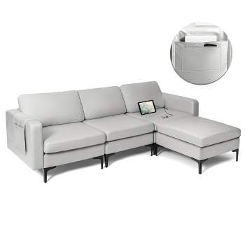 Costway Modular L-Shaped Sofa w/Reversible Chaise Lounge & 2 USB Ports