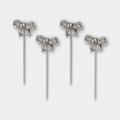 4pk Bow Cocktail Picks Silver - Threshold™