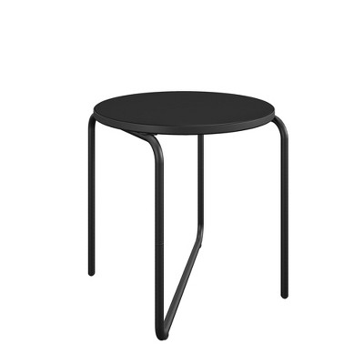 COSCO Modern Indoor/Outdoor 18" Round End Table with Glass Top, Dark Gray