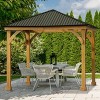 Aoodor 10 x 10 ft Wooden Frame Gazebo with Galvanized Metal Hardtop Roof, Outdoor Patio Gazebo with Charging Socket - 4 of 4