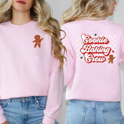 Simply Sage Market Women's Graphic Sweatshirt Cookie Baking Crew Checkered Front and Back