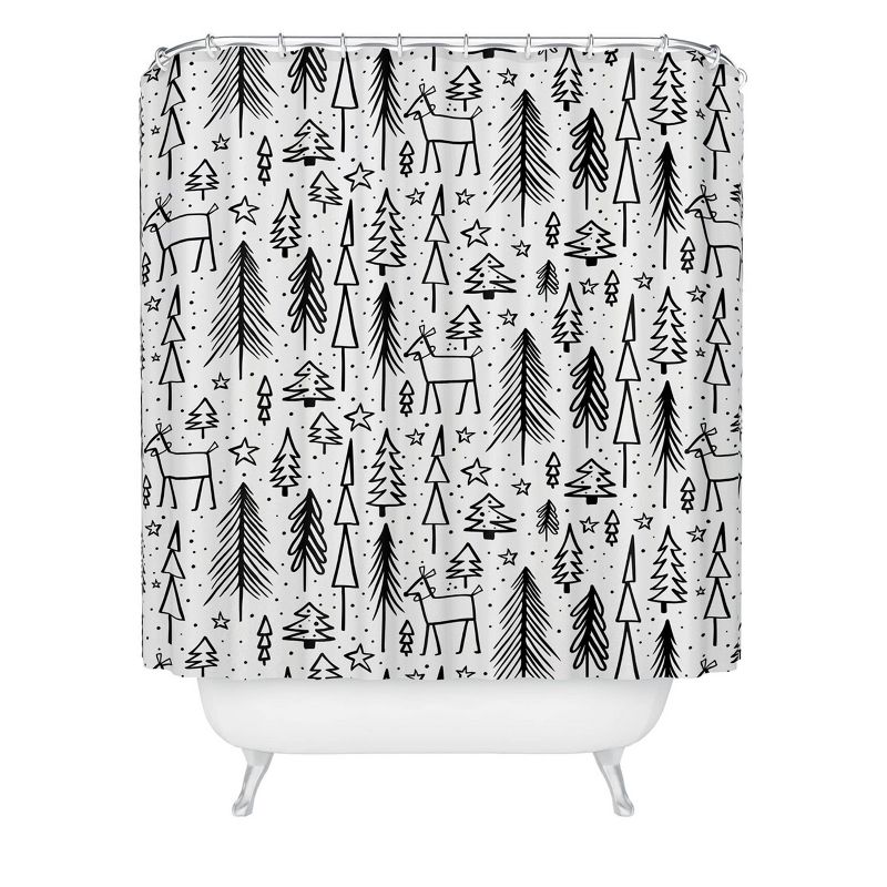 Heather Dutton Winter Wonderland Christmas Shower Curtain Black/White - Deny Designs, 1 of 6