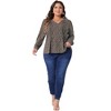 Agnes Orinda Women's Plus Size Floral Print Pleated Notch V Neck Long Sleeve Casual Blouses - 3 of 4
