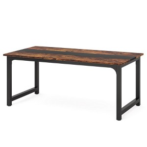 Lirago,Compact Rectangular Conference Table-Durable E1 Wood, Rustic-Brown & Black, Multi-Purpose Office Desk - 1 of 4
