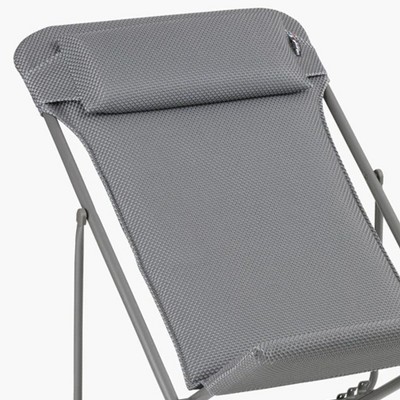 Gray Steel Adjustable Foam Padded Foldable Sling Lounge Chair