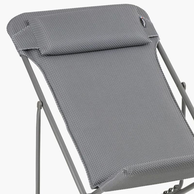 Lafuma Maxi Transat Plus Adjustable Foam Padded Ultra Compact Reclining Foldable Sling Chair with Headrest for Indoors and Outdoors, Silver, 4 of 7