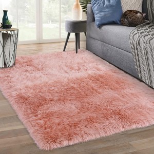 Fluffy Rug Non-Slip ¨C Long Pile Faux Sheepskin Floor Cushion, Ultra-Soft Shaggy Carpet for Bedroom, Living Room, Sofa, Kids Room - 1 of 4