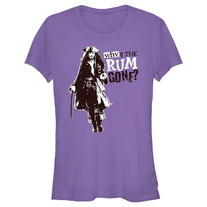 Juniors Womens Pirates of the Caribbean: Dead Man's Chest Jack Sparrow Why is the Rum Gone T-Shirt - 1 of 4
