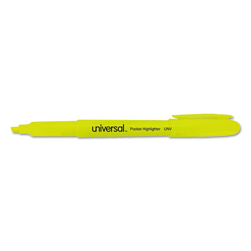 Universal Pocket Clip Highlighter Chisel Tip Fluorescent Yellow Ink 36/Pack 08856, 2 of 9