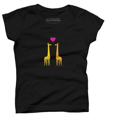 Girl's Design By Humans Cute cartoon giraffe couple in Love By badbugs T-Shirt