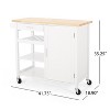 GDFStudio Carmelina Contemporary Wooden Kitchen Cart with Wheels - 3 of 4
