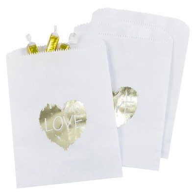 25ct Brush of Love Treat Bags White: Hortense B. Hewitt Gift & Favor Bags for Weddings