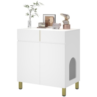 APRILSOUL Large and Tall Litter Box Enclosure, Modern Wooden Litter Box Furniture for XL Litterbox with Drawer as Sideboard Cabinet