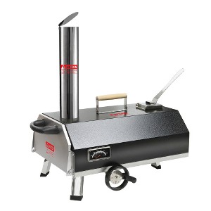 Pizza Oven Outdoor, 12inch Semi-Automatic Rotatable Pizza Ovens, Stainless Steel Pizza Oven with Built-in Thermometer Pizza Cutter (Black trapezoid) - 1 of 4